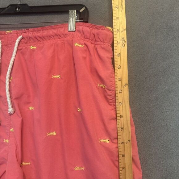 J. McLaughlin Swim Trunks Lined Mens XL Pink Fish Embroidered Summer Preppy - Picture 9 of 14